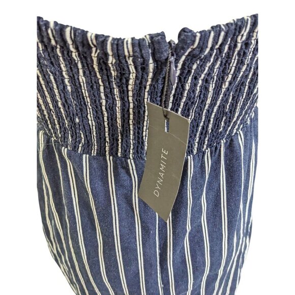 Dynamite Linen Blend Dress Size Large Black White Stripes Knot Front Sundress - Picture 6 of 9